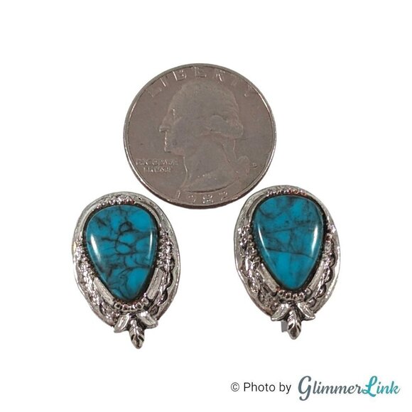 Vintage ART by Arthur Pepper Faux Turquoise Southwestern Style Clip On Earrings - Picture 6 of 10